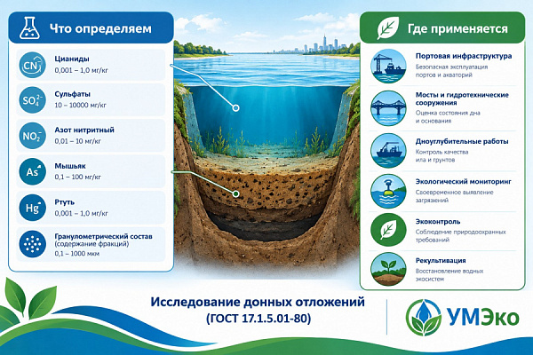 Анализ донных отложений: контроль загрязнения водоёмов | Лаборатория УМЭко