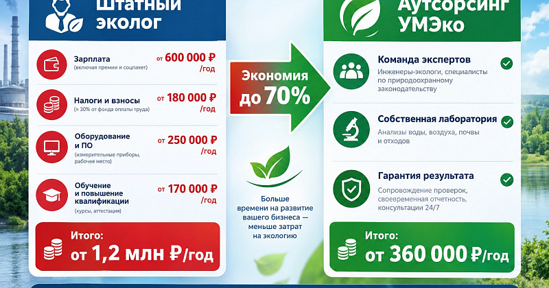 Экологическое сопровождение предприятия: замена штатного эколога с экономией до 70%
